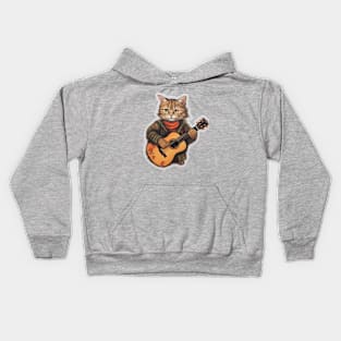 Cat with a guitar - Sticker for music fans and furries! Kids Hoodie